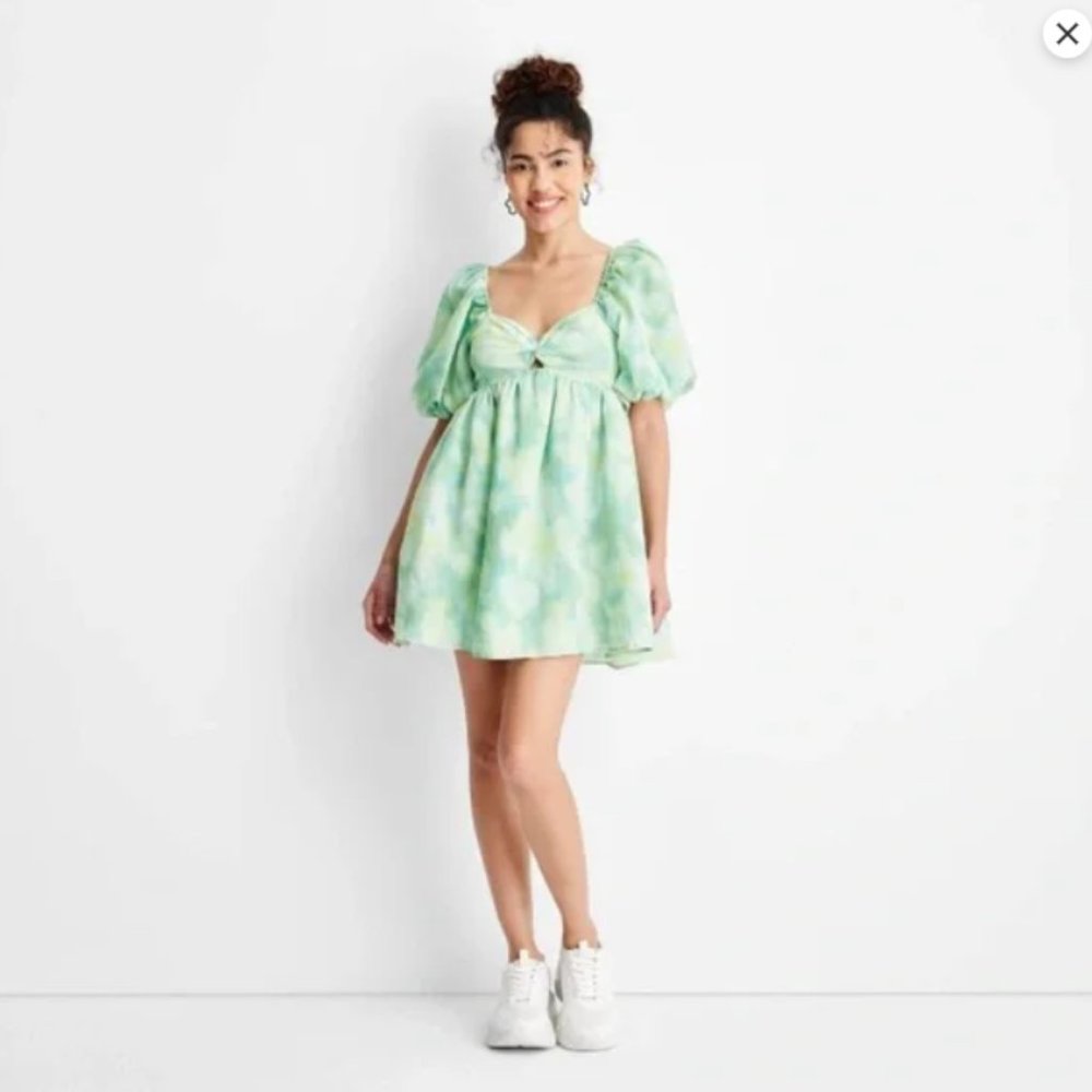 Target Future Collective Tie-Dye Puff Short Sleeve Mini Dress